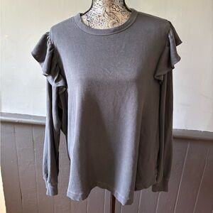 Old Navy Women’s Charcoal Ruffle Sleeve Sweatshirt Blouse XL